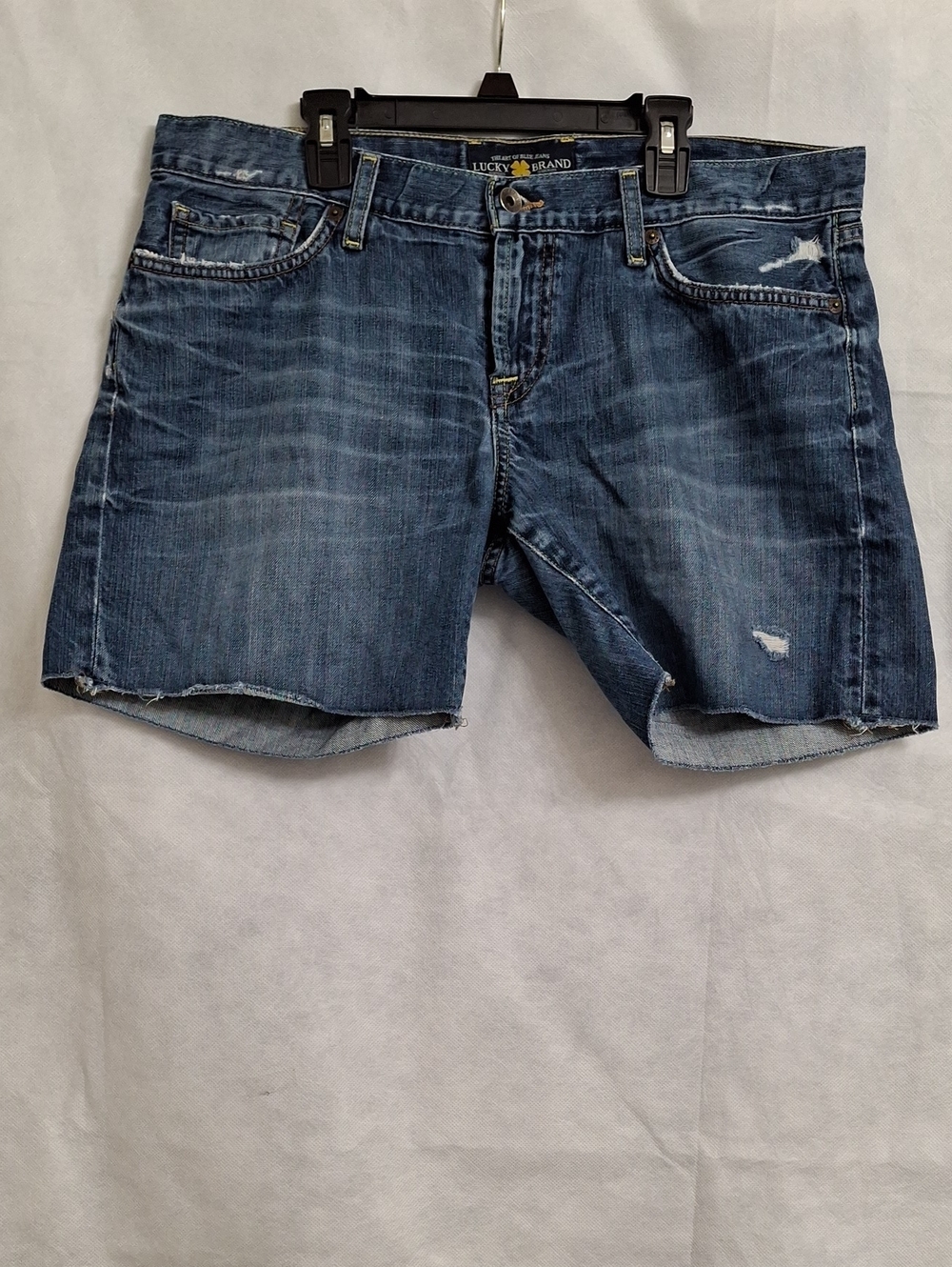 Lucky Brand Distressed Cutoff Jean Shorts - Dark Blue